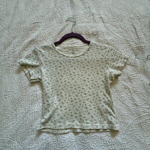 Brandy Melville “Ashlyn” Floral Eyelet Crop Top